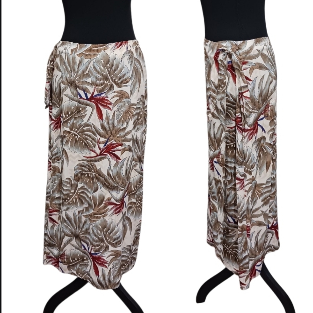 2PC Vintage Hilo Hattie Tank Top & Wrap Midi Skirt Set Bird Of Paradise Fujiette - Picture 6 of 11